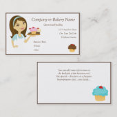Brunette/Aqua Cupcake Baker/Bakkerij 4 Visitekaart Visitekaartje (Voorkant / Achterkant)