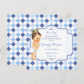 Brunette  Baby Crown Little Prince Argyle Aankondiging (Voorkant / Achterkant)