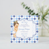 Brunette  Baby Crown Little Prince Argyle Aankondiging (Staand voorkant)