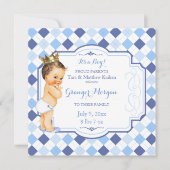 Brunette Baby Crown Little Prince Argyle Aankondiging (Voorkant)