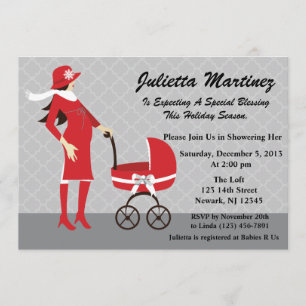 Brunette Baby shower Invitation Kaart