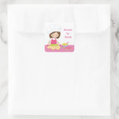 Brunette Baker, Chef Pet, Roze Vierkante Sticker (Tas)