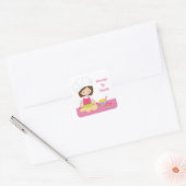 Brunette Baker, Chef Pet, Roze Vierkante Sticker (Envelop)