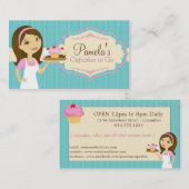Brunette Baker Cupcake Visitekaartjes D14 (Voorkant / Achterkant)