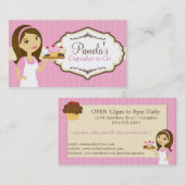 Brunette Baker Cupcake Visitekaartjes D15 (Voorkant / Achterkant)