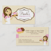 Brunette Baker Cupcake Visitekaartjes D17 (Voorkant / Achterkant)