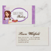 Brunette Baker op Paarse Cup Cakes Visitekaartje (Voorkant / Achterkant)