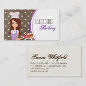 Brunette Baker op Paarse Cup Cakes Visitekaartje (Voorkant / Achterkant)