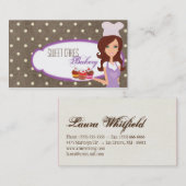 Brunette Baker op Paarse Cup Cakes Visitekaartje (Voorkant / Achterkant)