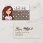 Brunette Baker op Paarse Cup Cakes Visitekaartje (Voorkant / Achterkant)