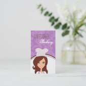 Brunette Baker Paarse Brow Cup Cakes Visitekaartje (Staand voorkant)