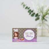 Brunette Baker Paarse Brow Cup Cakes Visitekaartje (Staand voorkant)