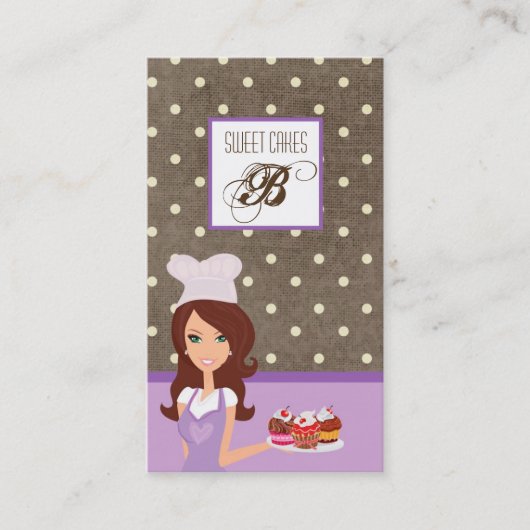 Brunette Baker Paarse Brow Cup Cakes Visitekaartje (Voorkant)
