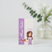 Brunette Baker Paarse Brow Cup Cakes Visitekaartje (Staand voorkant)