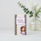 Brunette Baker Paarse Brow Cup Cakes Visitekaartje (Staand voorkant)