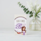 Brunette Baker Paarse Brow Cup Cakes Visitekaartje (Staand voorkant)