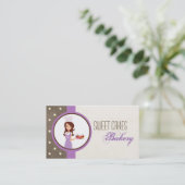 Brunette Baker Paarse Brow Cup Cakes Visitekaartje (Staand voorkant)