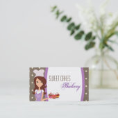 Brunette Baker Paarse Brow Cup Cakes Visitekaartje (Staand voorkant)