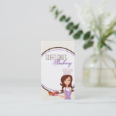Brunette Baker Paarse Brow Cup Cakes Visitekaartje (Staand voorkant)