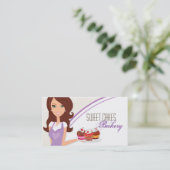 Brunette Baker Paarse Brow Cup Cakes Visitekaartje (Staand voorkant)