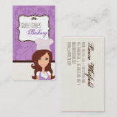 Brunette Baker Paarse Brow Cup Cakes Visitekaartje (Voorkant / Achterkant)