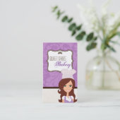 Brunette Baker Paarse Brow Cup Cakes Visitekaartje (Staand voorkant)