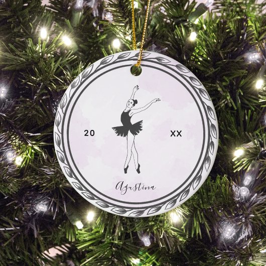 Brunette Balerina Silhouette Ballet Dancer Name Keramisch Ornament