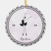 Brunette Balerina Silhouette Ballet Dancer Name Keramisch Ornament (Voorkant)