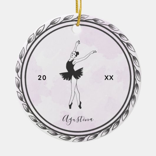 Brunette Balerina Silhouette Ballet Dancer Name Keramisch Ornament (Voorkant)