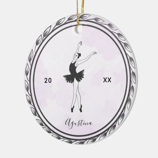 Brunette Balerina Silhouette Ballet Dancer Name Keramisch Ornament (Links)