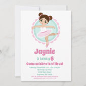 Brunette Ballerina Ballet Dancing Birthday Party Kaart (Voorkant)
