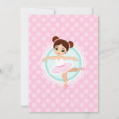 Brunette Ballerina Ballet Dancing Birthday Party Kaart (Achterkant)