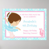 Brunette Ballerina & Blue Damask Poster (Voorkant)