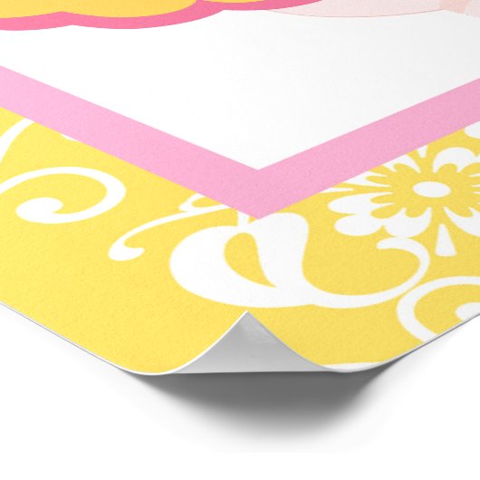 Brunette Ballerina & Geel Damask Poster (Hoek)