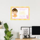 Brunette Ballerina & Geel Damask Poster (Thuiskantoor)