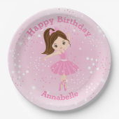 Brunette Ballerina Happy Birthday Paper Bord (Voorkant)