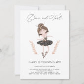 Brunette Ballerina in Black Dress Glitter Birthday Kaart (Voorkant)