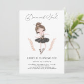 Brunette Ballerina in Black Dress Glitter Birthday Kaart (Staand voorkant)