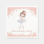 Brunette Ballerina in Witte Jurk Bloemen Verjaarda Servet (Voorkant)