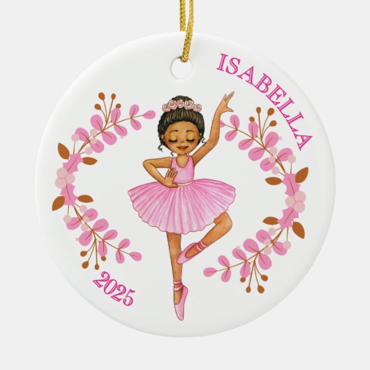 Brunette Ballerina Keramisch Ornament (Voorkant)