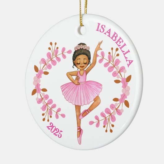 Brunette Ballerina Keramisch Ornament (Links)
