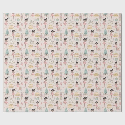Brunette Ballerina Personalized Nutkraker Cadeaupapier (Vlak)