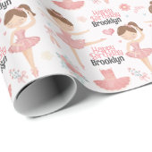 Brunette Ballerina Personalized Wrapping Paper Cadeaupapier (Rol Hoek)