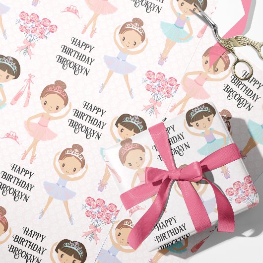 Brunette Ballerina Persoonlijk Cadeaupapier