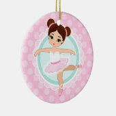 Brunette Ballerina - Roze Ballet Dancer Girl Keramisch Ornament (Rechts)