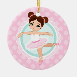 Brunette Ballerina - Roze Ballet Dancer Girl Keramisch Ornament