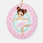 Brunette Ballerina - Roze Ballet Dancer Girl Keramisch Ornament (Links)