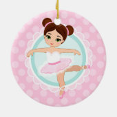 Brunette Ballerina - Roze Ballet Dancer Girl Keramisch Ornament (Achterkant)