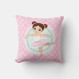 Brunette Ballerina - Roze Ballet Dancer Girl Kussen