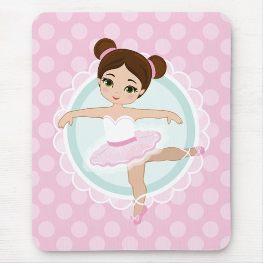 Brunette Ballerina - Roze Ballet Dancer Girl Muismat (Voorkant)